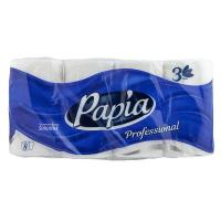 Бумага туалетная 3-сл 16,8 м/рул 160 лист/рул PAPIA PROF 8рулонов с тиснением и перфорацией БЕЛАЯ ЦЕЛЛЮЛОЗА "PAPIA" (артикул производителя 5036905)