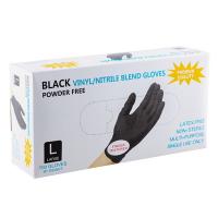 Перчатки одноразовые 100 шт L неопудренные ЧЕРНЫЙ ВИНИЛ коробка-диспенсер