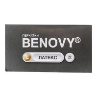 Перчатки одноразовые 100 шт L опудренные БЕЛЫЙ ЛАТЕКС коробка "BENOVY"