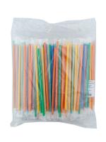 Соломка (трубочка) для коктейля h210d7 мм 250 шт/уп прямая РАЗНОЦВЕТНЫЙ PP в индивидуальной упак "ALMIN"