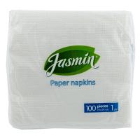 Салфетка бумажная 1-сл 24х24 см 100 шт БЕЛАЯ "JASMIN"
