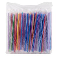 Соломка (трубочка) для коктейля h240d7 мм 250 шт без изгиба РАЗНОЦВЕТНАЯ PP в индивидуальной упак "ALMIN"