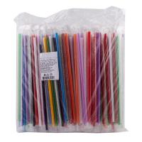 Соломка (трубочка) для коктейля h240d7 мм 250 шт без изгиба РАЗНОЦВЕТНАЯ PP в индивидуальной упак "ALMIN"
